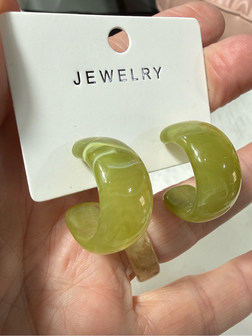 Lt green swirl lucite semi hoop earrings earrings✨BRAND-NEW✨